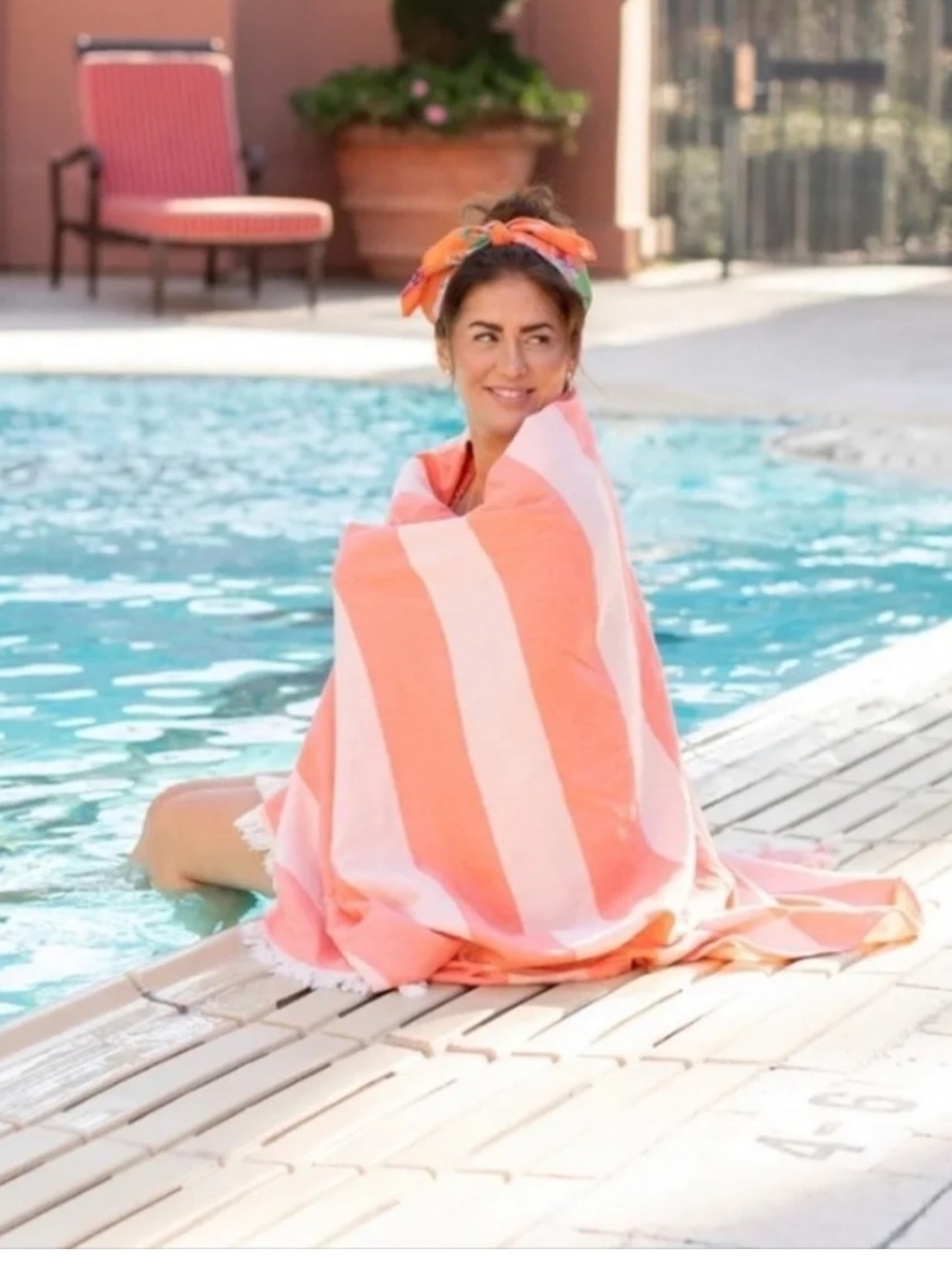 Tofino Towel for Jilly Box Coral Cream Stripe Turkish Beach Throw Blanket Wrap
